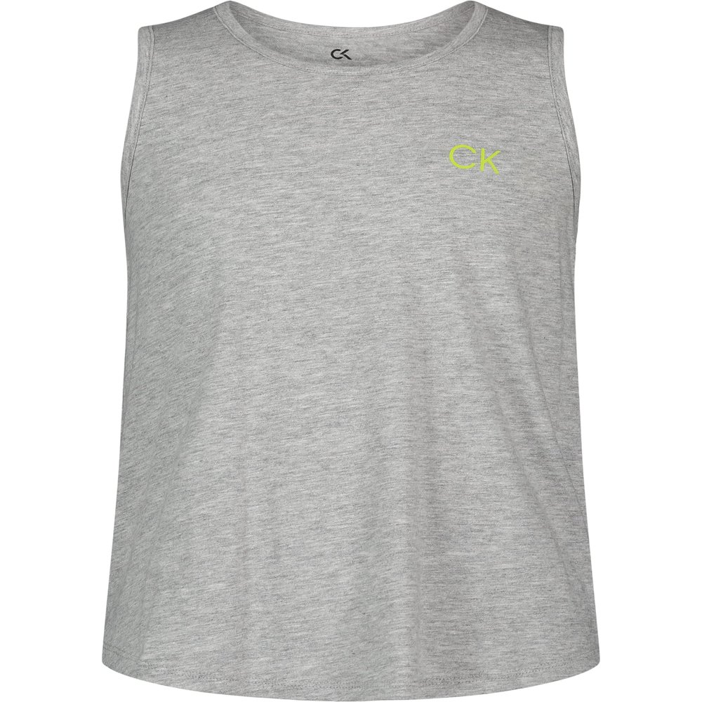 Calvin Klein Girls' Performance Tank Top, Sleeveless & Crew-Neck Neckline, Logo Detailing, Grey Gradient, 7
