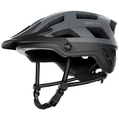 Sena M1 EVO Smart Mountain Bike Bluetooth Helmet Integrated Mesh Intercom System (Matte Gray, Large)