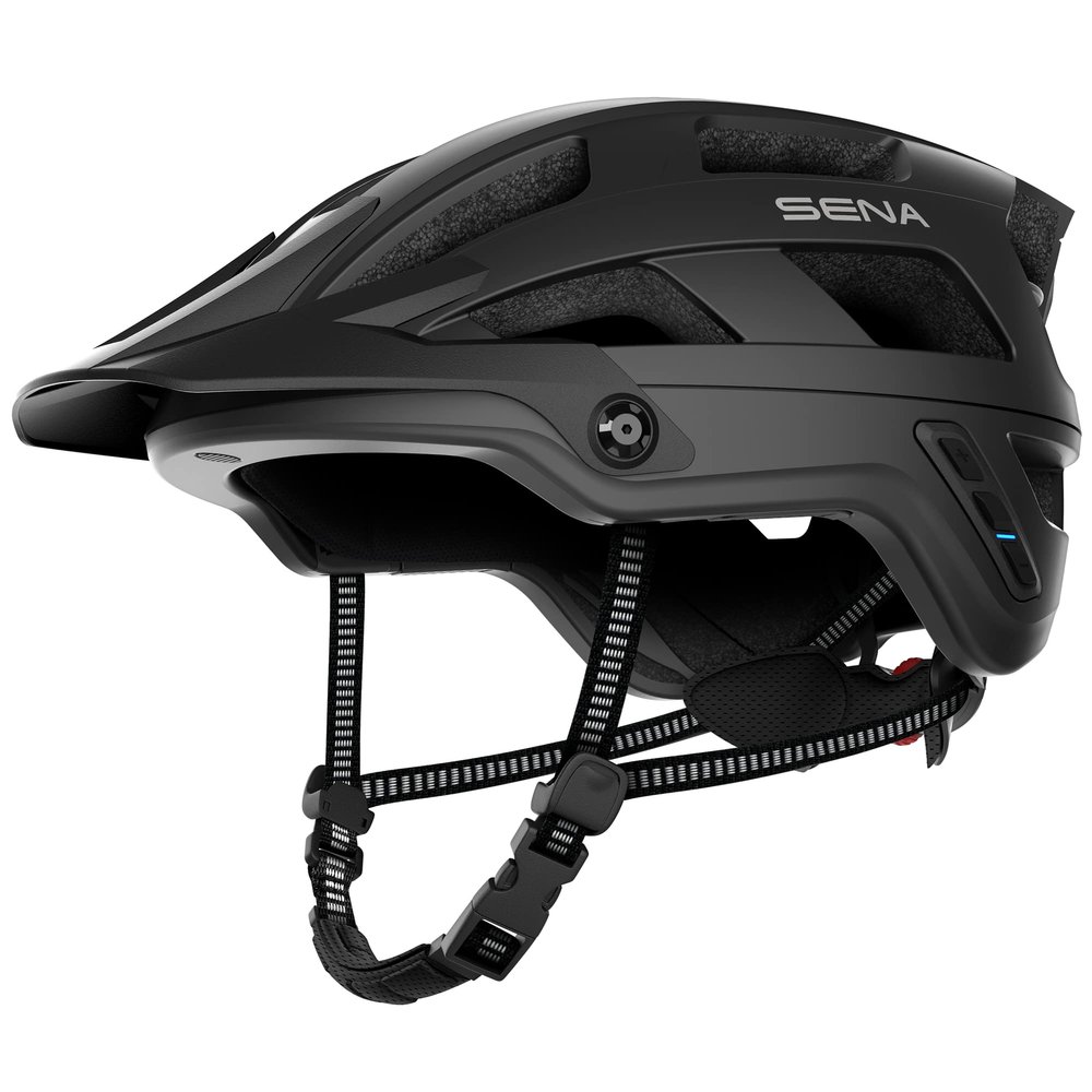 Sena M1 EVO Smart Mountain Bike Bluetooth Helmet Integrated Mesh Intercom System (Matte Black, Large)