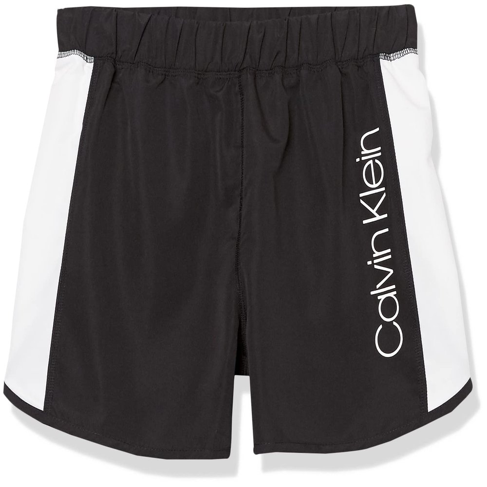 Calvin Klein Girls' Performance Running Shorts, Quick-Drying Mesh, Elastic Waistband & Pull-On Style, Black Tulip, 16
