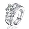 Kingsway Jewelry 925 Sterling Silver Rings Set  1.24ct Princess Cut Cubic Zirconia Rings for Women and Men  3-Pc Engagement Matching Rings for Couples  Premium Wedding Rings Set for Him and Her view 2