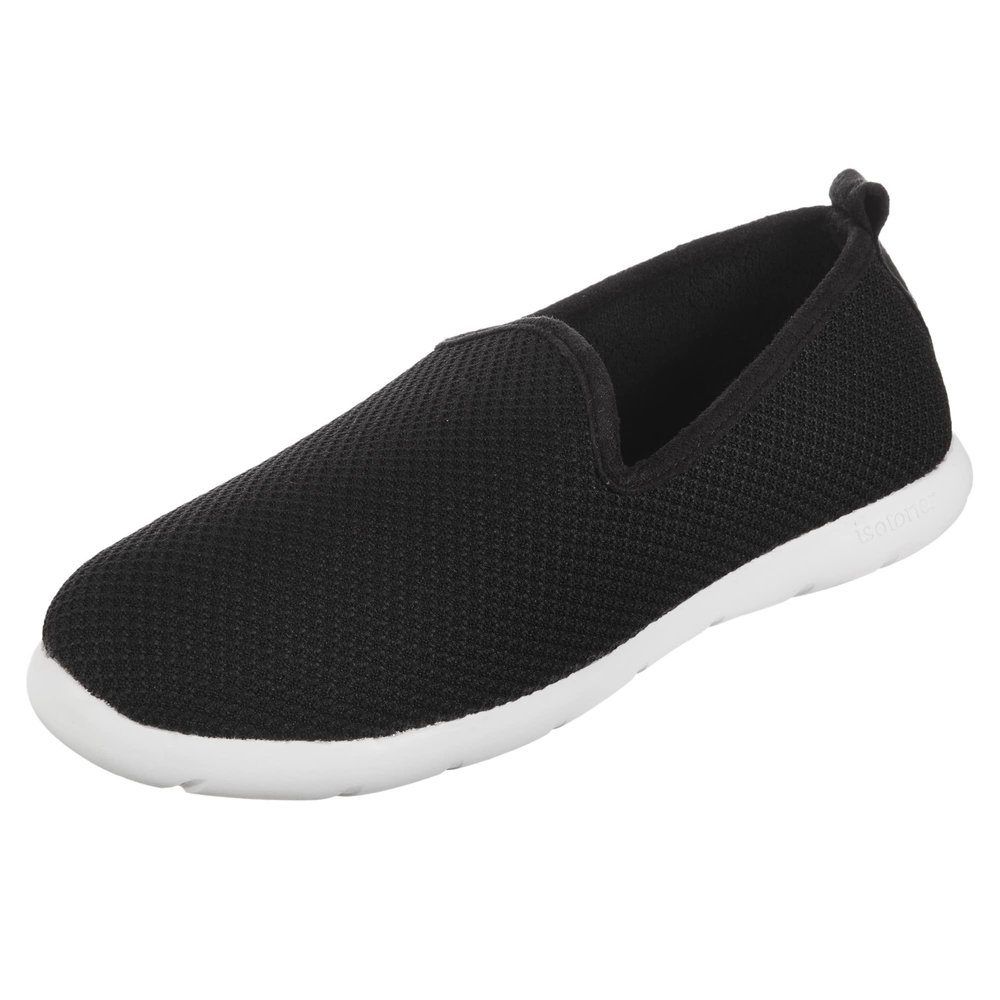 isotoner mens Sport Knit Indoor/Outdoor Closed Back Slipper, Black, 13 US