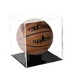 Basketball Display Case Clear Acrylic Glass Cube Assemble Countertop Box Soccer Frame with Sports Protection with Black Stand Holder view 3