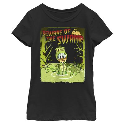 Disney Girl's Swamp Donald Poster T-Shirt, Black, X-Small