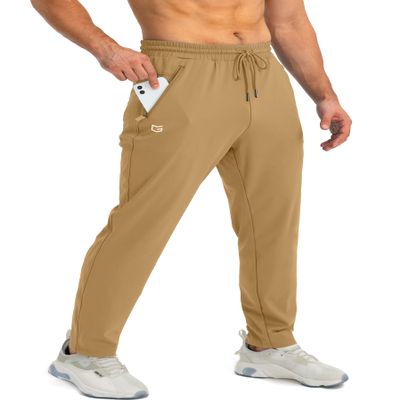 G Gradual Men's Sweatpants with Zipper Pockets Tapered Joggers for Men Athletic Pants for Workout, Jogging, Running (Dark Khaki, Medium)