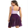 Linjinx Women's Mesh Color Block Lyrical Ballet Leotard Dresses Modern Contemporary Dance Costume Violet Large view 2