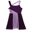 Linjinx Women's Mesh Color Block Lyrical Ballet Leotard Dresses Modern Contemporary Dance Costume Violet Large view 3