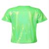 Aislor Girls Boys Shiny Metallic Modern Dance Jazz Top Short Sleeve Shirt Athletic T-Shirt Performance Blouse Dancewear Fluorescent Green 5-6 Years view 2