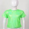 Aislor Girls Boys Shiny Metallic Modern Dance Jazz Top Short Sleeve Shirt Athletic T-Shirt Performance Blouse Dancewear Fluorescent Green 5-6 Years view 3