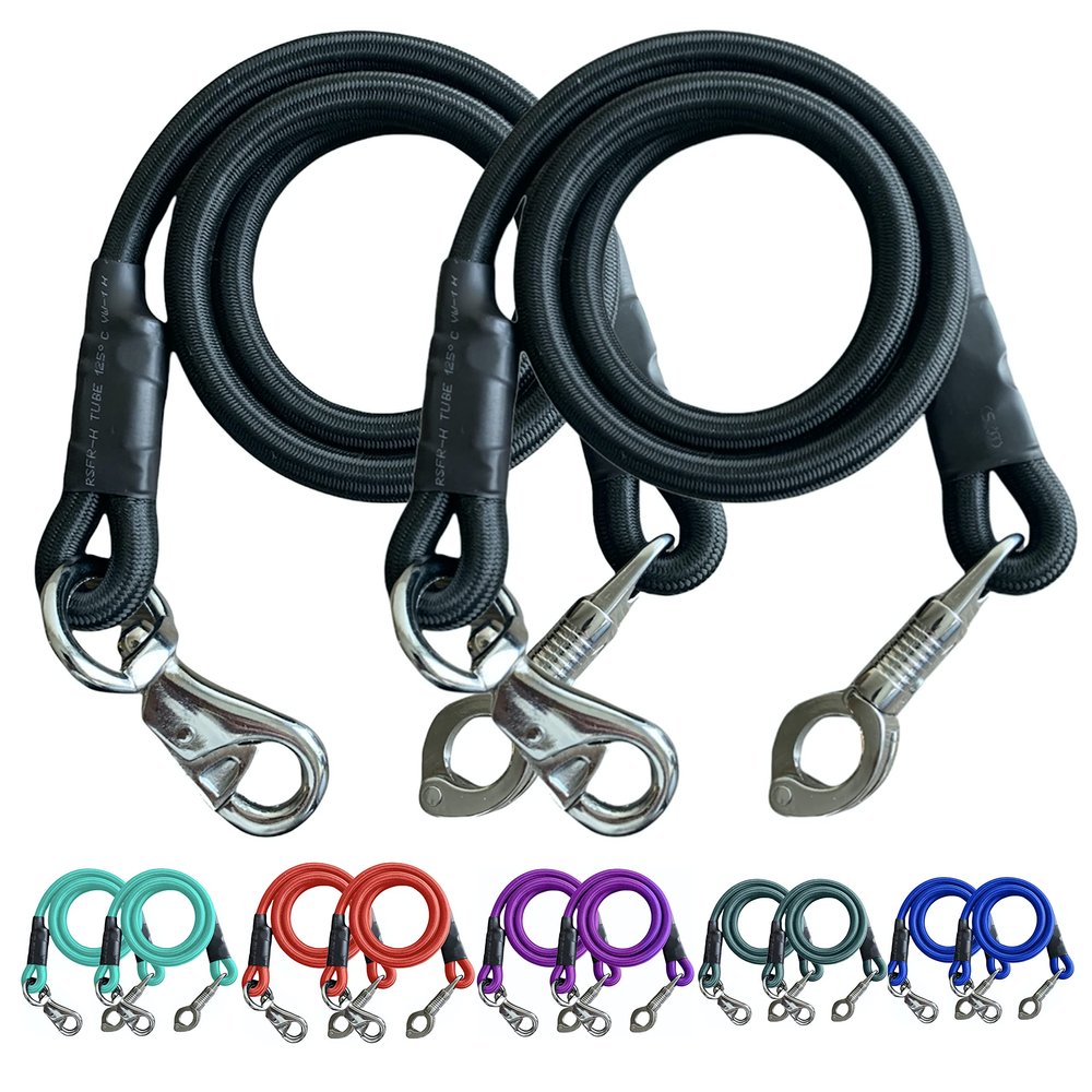 Majestic Ally Pack of 2, Bungee Trailer Tie for Horse Haulage with Panic Snap and Bull Snap - 36 Inch (Black)