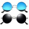 Joopin Hippie Round Sunglasses Polarized UV Protection Circular Shades for Men Women Circle Sun Glasses Costume (Mirrored Blue + Black) view 1