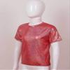 Aislor Girls Boys Shiny Metallic Modern Dance Jazz Top Short Sleeve Shirt Athletic T-Shirt Performance Blouse Dancewear Red 6-7 Years view 4