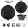 afcevnlb 12-Piece Plastic Dinnerware Set Plates and Bowls Sets Service for 4 Matte Black Melamine Plates Unbreakable Plastic Outdoor Camping Dishes Decor Dishwasher Safe view 2