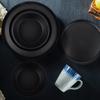 afcevnlb 12-Piece Plastic Dinnerware Set Plates and Bowls Sets Service for 4 Matte Black Melamine Plates Unbreakable Plastic Outdoor Camping Dishes Decor Dishwasher Safe view 3