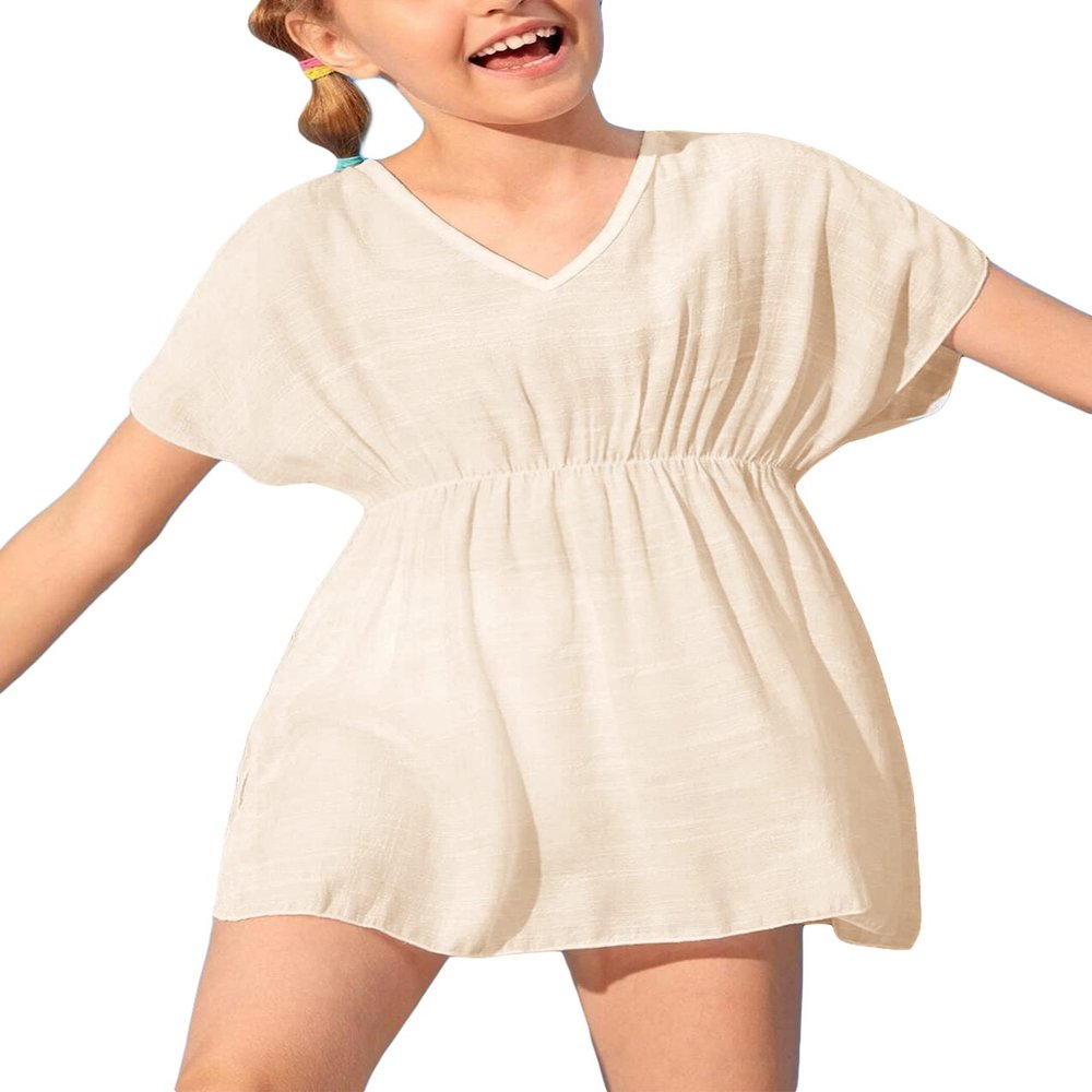 Fommykin Girls Swimwear Cover Ups Kids Beach Bathing Suit Coverups Cute Sweet Bikini Swimsuit Tunic Dress