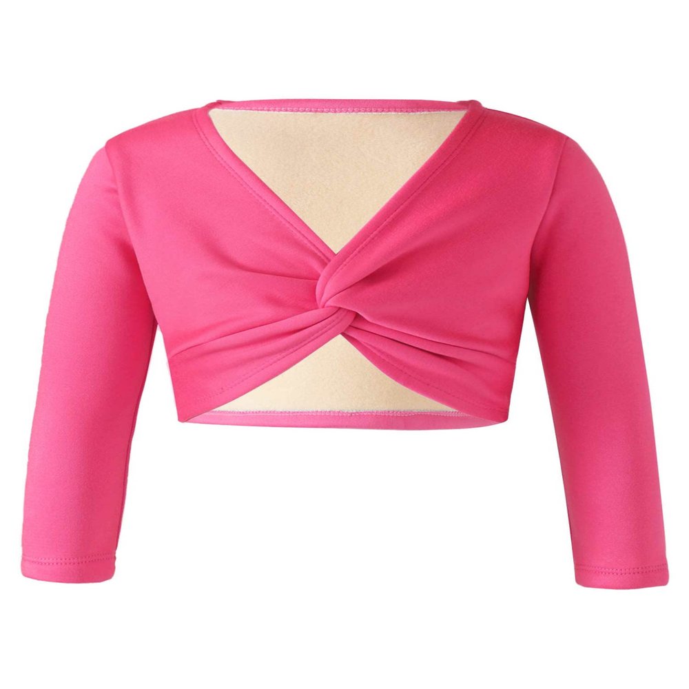 Loyan Little Girls Knit Long Sleeve Ballet Dance Top for Kids Knot Cardigan Shrug Cover Up Wrap Sweater Gym Yoga Hot Pink 7-8 Years