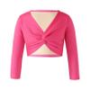 Loyan Little Girls Knit Long Sleeve Ballet Dance Top for Kids Knot Cardigan Shrug Cover Up Wrap Sweater Gym Yoga Hot Pink 7-8 Years view 3