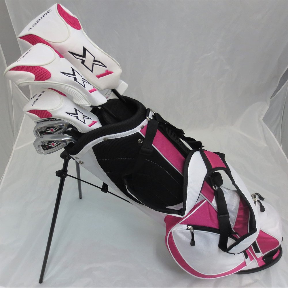 Ladies Golf Set for Petite Women 5'0" to 5'5" Tall Complete Driver, Fairway Wood, Hybrid Irons, Putter, Clubs Stand Bag