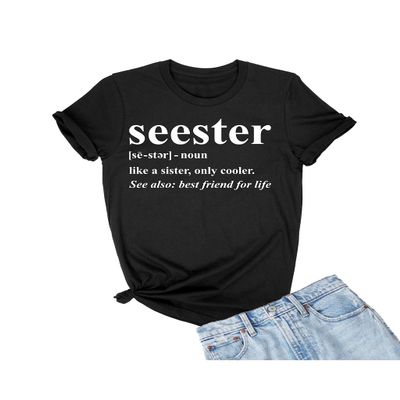 Go All Out Large Black Adult Seester Like A Sister Only Cooler T-Shirt
