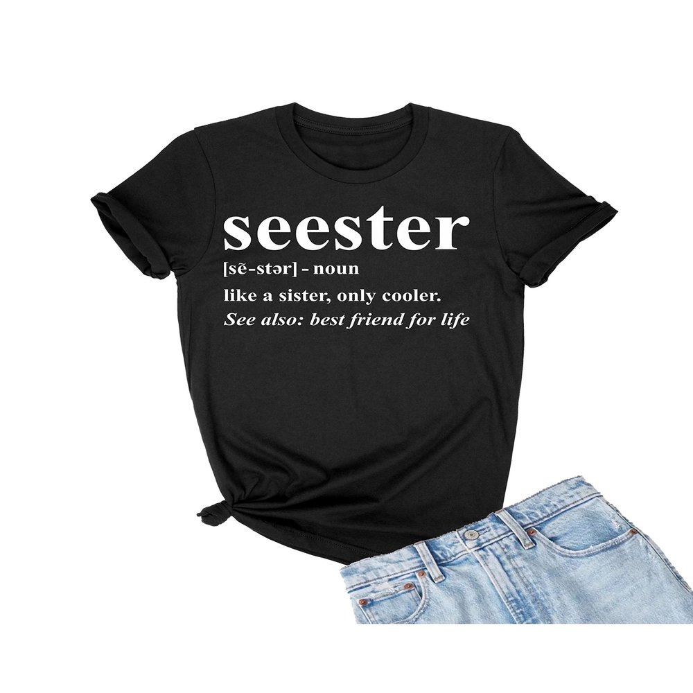 Go All Out Large Black Adult Seester Like A Sister Only Cooler T-Shirt