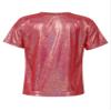 Aislor Girls Boys Shiny Metallic Modern Dance Jazz Top Short Sleeve Shirt Athletic T-Shirt Performance Blouse Dancewear Red 3-4 Years view 2