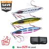 Goture Glow Slow Pitch Jigs with Portable Jig Bag, Double Assist Hook Fishing Jig Lead Saltwater Jigging Lures for Tuna, Dogtooth Tuna, Yellowtail, Kingfish, Bluefin-3Weights(100g/150g/250g) &3Colors view 2