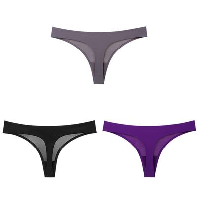 YUHOOE Women Ice Silk Seamless Panties,3 Colors Sexy Thong Underwear T Back Candy Color Low Rise Sports Girl Fitness G String