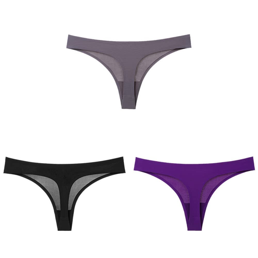 YUHOOE Women Ice Silk Seamless Panties,3 Colors Sexy Thong Underwear T Back Candy Color Low Rise Sports Girl Fitness G String