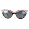 mincl Fashion Womens Rhinestone Sunglasses Retro Black Cat Eye Sunglasses Crystal Sparkle For Women with UV protection (2pcs-pink&silver black) view 2