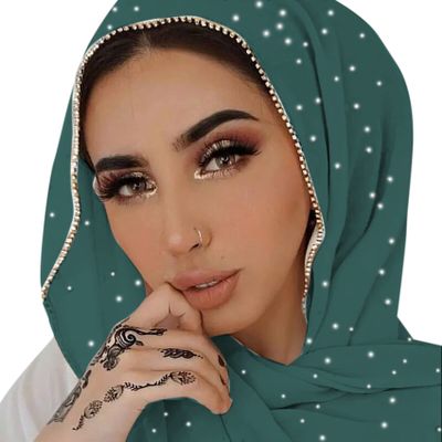 ANKOMINA Women Soft Chiffon Rhinestone Long Scarf Shawl Fashion Muslim Hijab Head Wrap Scarves