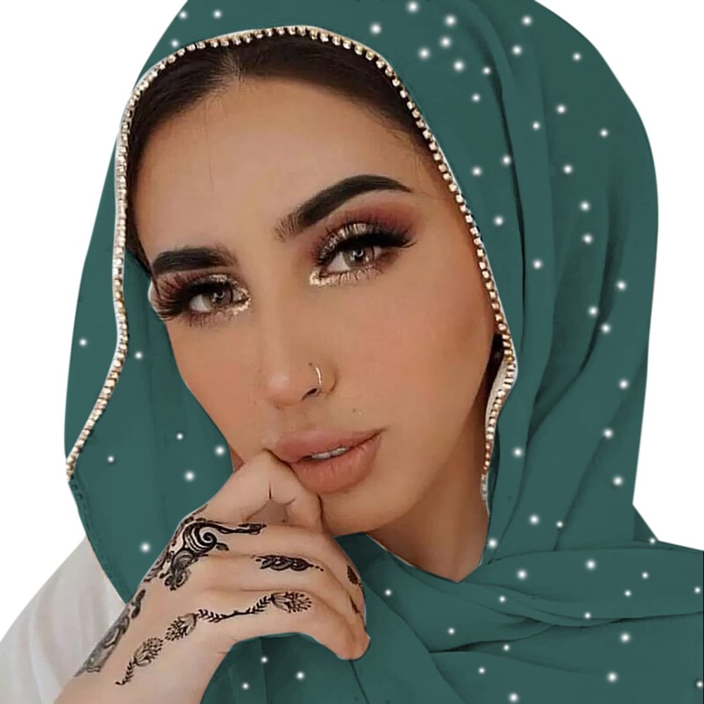 ANKOMINA Women Soft Chiffon Rhinestone Long Scarf Shawl Fashion Muslim Hijab Head Wrap Scarves
