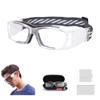 SooGree Racquetball Goggles - Sports Glasses Basketball Football Protective Eyewear Anti Fog Shock Absorption with Adjustable Strap (G8015 Transparent frame grey pads) view 1