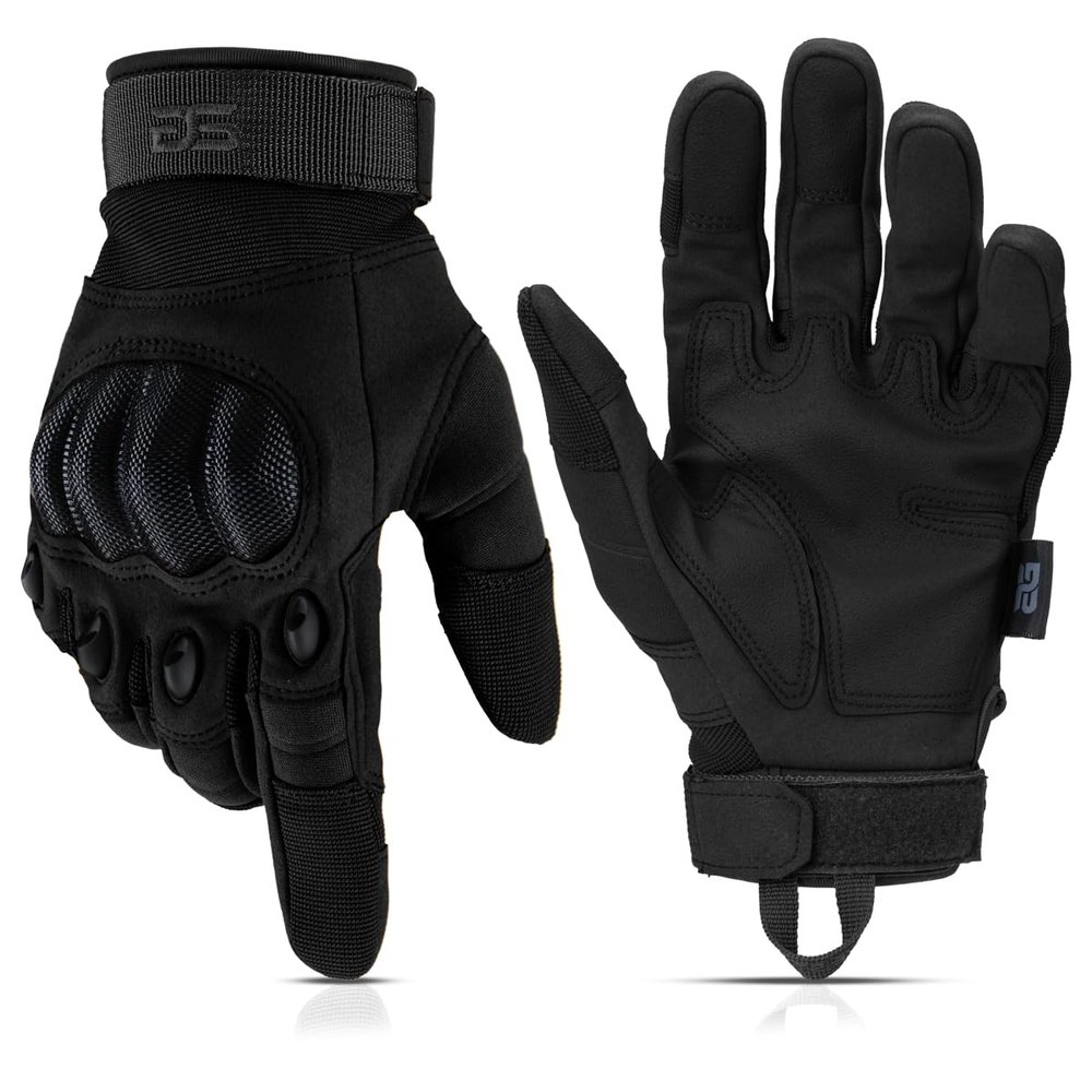 Glove Station Tactical Gloves for Men Touchscreen Utility Gear with Hard Knuckle Protection Used in Motorcycle, Airsoft, Combat, Police, Shooting & Outdoor Work Black - Hard Knuckle Medium
