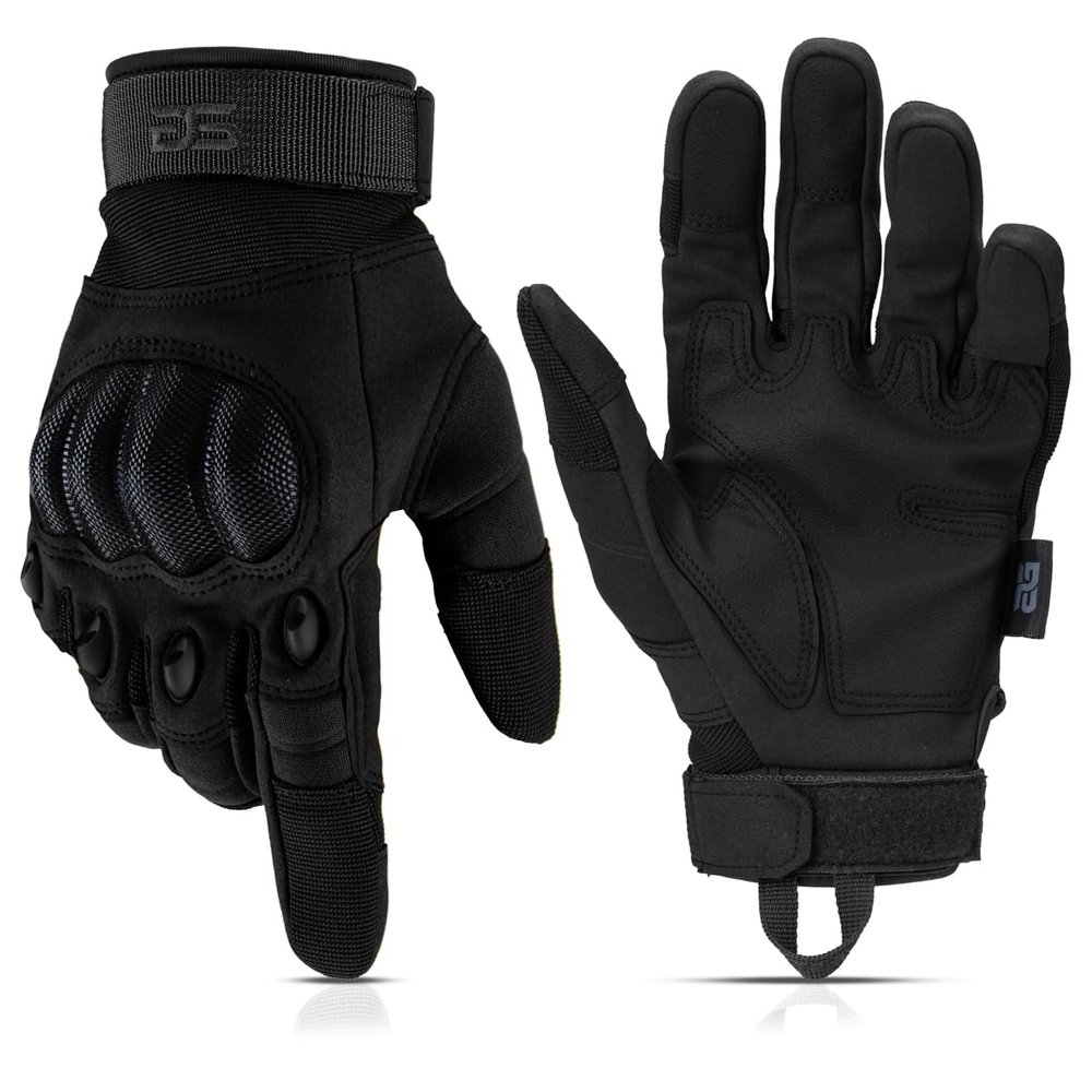 Glove Station Tactical Gloves for Men  Touchscreen Utility Gear with Hard Knuckle Protection Used in Motorcycle, Airsoft, Combat, Police, Shooting & Outdoor Work Black - Hard Knuckle Small