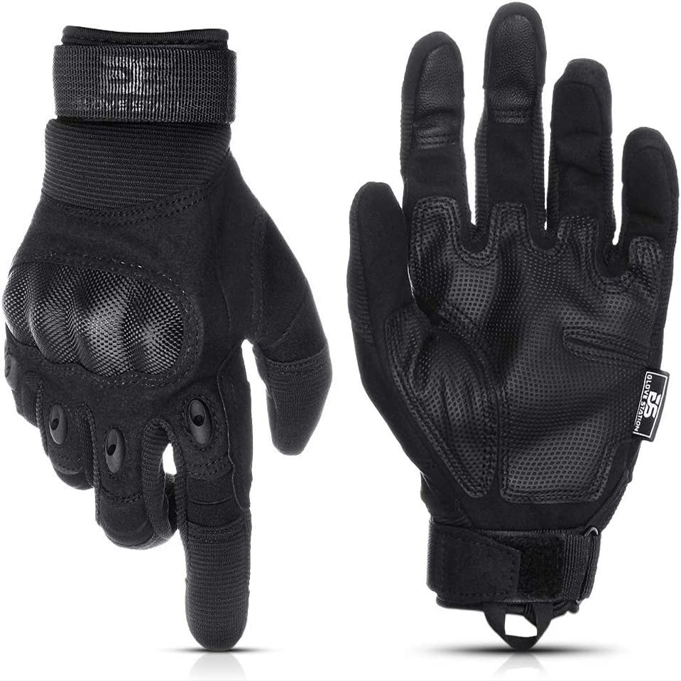 Glove Station Tactical Gloves for Men Touchscreen Utility Gear with Hard Knuckle Protection Used in Motorcycle, Airsoft, Combat, Police, Shooting & Outdoor Work Black - Hard Knuckle XX-Large