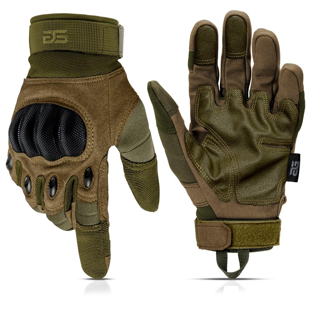 Glove Station Tactical Gloves for Men Touchscreen Utility Gear with Hard Knuckle Protection Used in Motorcycle, Airsoft, Combat, Police, Shooting & Outdoor Work Green - Hard Knuckle Large