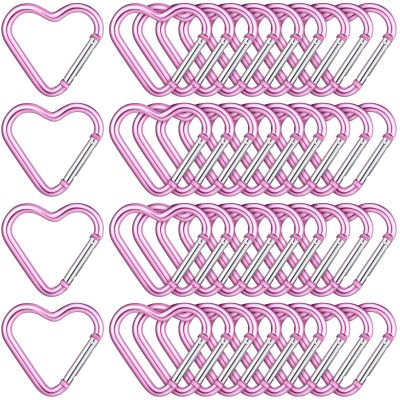 Shimeyao Heart Shape Keychain Clip Cute Pink Snap Key Ring Keychain Hook Aluminum Alloy Key Holder for Valentine's Gift Outdoor Spring Traveling Couple Wife Husband Gift Walking(20 Pcs,Heart)