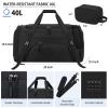 Gym Duffle Bag for Women Men 40L Waterproof Sports Travel Duffel Bags with Shoe Compartment,Wet Pocket Large Weekender Overnight with Toiletry Bag,Black view 4