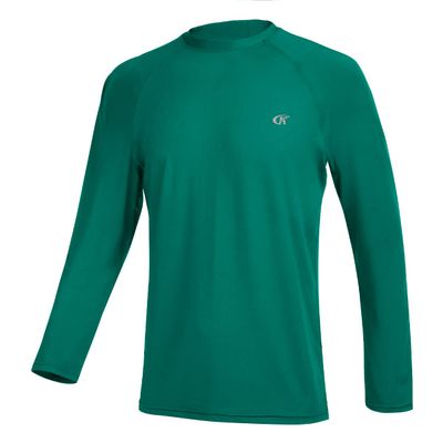 Men's Long Sleeve Swim Shirts Rash Guard UPF 50+ UV Sun Protection Shirt Athletic Workout Running Hiking T-Shirt Swimwear EmeraldGreen XL