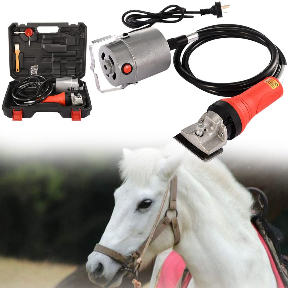 XYEJL 690w Professional Horsehair Clippers, Flexible Shaft Electric Horsehair Scissors, for Horse Equine Goat Pony Cattle and Large Thick Coat Animals,Red-110V