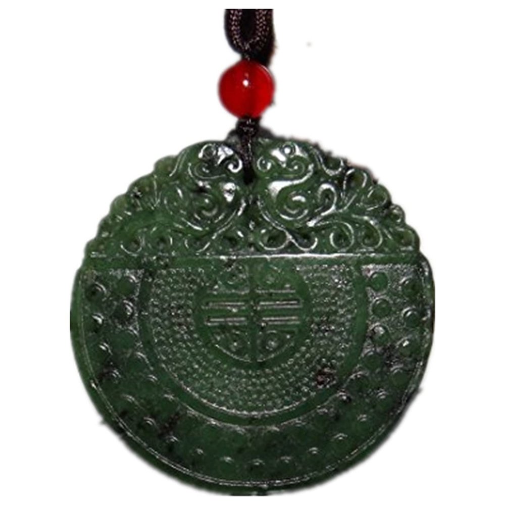2" China Certified Nature Hetian Nephrite Jade Lucky Double Dragon Necklace Pendants