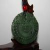 2" China Certified Nature Hetian Nephrite Jade Lucky Double Dragon Necklace Pendants view 2