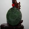 2" China Certified Nature Hetian Nephrite Jade Lucky Double Dragon Necklace Pendants view 3