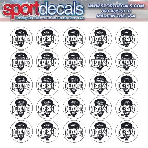 Sportdecals Lacrosse Defense 3/4" Award Decals (Black on White)