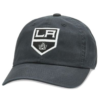 AMERICAN NEEDLE Los Angeles Kings NHL Baseball Hat, Casual Relaxed Fit with Curved Brim, Adjustable Buckle Strap Dad Cap, Blue Line Collection, Black
