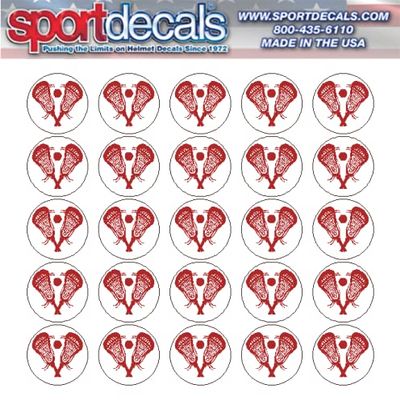 Sportdecals Lacrosse Stick Heads 3/4" Award Decals (Scarlet on White)