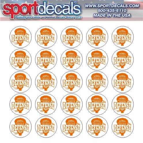 Sportdecals Lacrosse Defense 3/4" Award Decals (Orange on White)