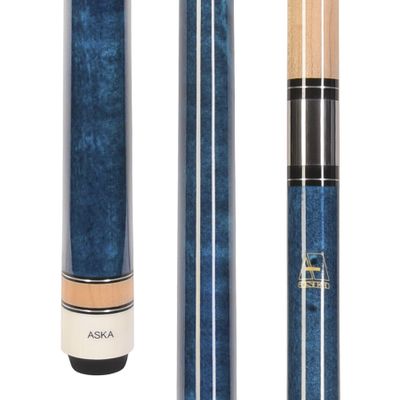 ASKA L3 No Wrap Pool Cue Stick, 58" Hard Rock Canadian Maple, 13mm Hard Tip, 5/16x18 Stainless Steel Joint (18-Ounce, Blue)
