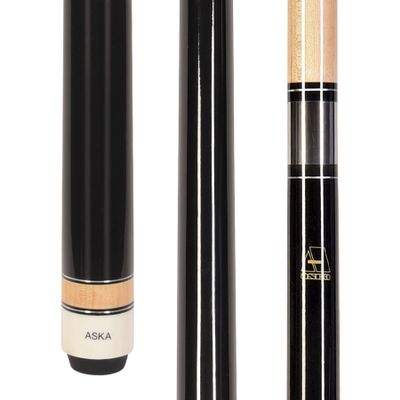 ASKA L3 No Wrap Pool Cue Stick, 58" Hard Rock Canadian Maple, 13mm Hard Tip, 5/16x18 Stainless Steel Joint (20-Ounce, Black)