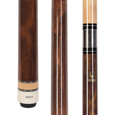 ASKA L3 No Wrap Pool Cue Stick, 58" Hard Rock Canadian Maple, 13mm Hard Tip, 5/16x18 Stainless Steel Joint (18-Ounce, Brown)